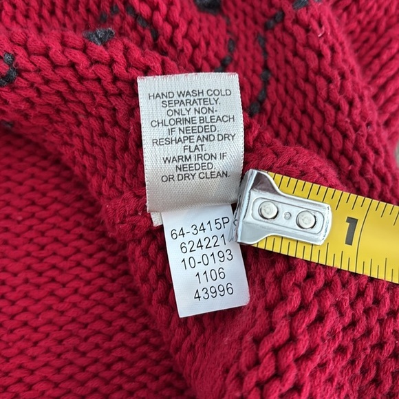 J. Jill Knit Sweater Women’s Small Petite 5% Wool Red Gray Embroidered Pullover - Picture 8 of 10
